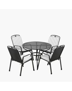 Savoy 4 Seat Set with Grey Stripe Cushions