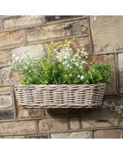 Indoor or Outdoor Grey Kubu Rattan Wall Hanging Trough - Large 
