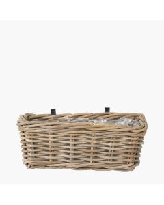 Indoor or Outdoor Grey Kubu Rattan Wall Hanging Trough - Small 