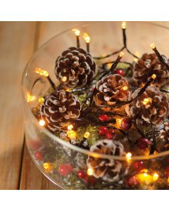 96 LED Outdoor Battery Twinkle Lights Warm White with 8 Functions