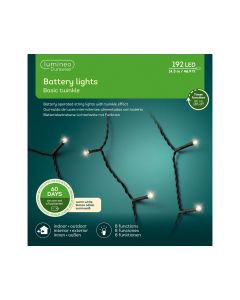 96 LED Outdoor Battery Twinkle Lights Warm White with 8 Functions