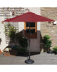Elite 270cm Parasol  with Crank and Tilt Functions. Burgundy Canopy
