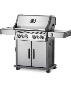 Rogue SE 4 Burner BBQ 26.1Kw with Large Sizzle Zone Side Burner and Rear Rotisserie Burner.  Stainless Steel Doors and Hood. Illuminated Controls